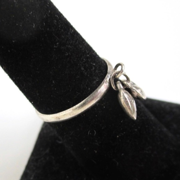 1980’s Vintage Sterling Silver Double Heart Dangle Charm Cluster Ring Size 6.5 - Picture 3 of 5